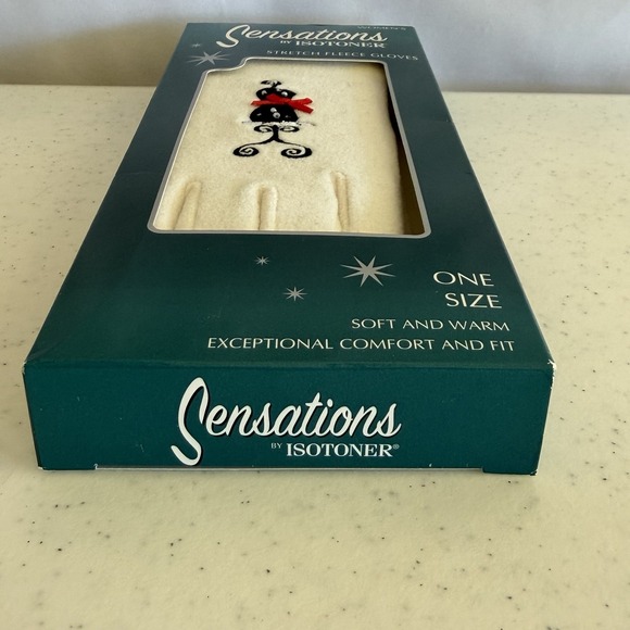Sensations by Isotoner Womens Stretch Fleece Gloves Cream Mannequin One Size New - Picture 7 of 7